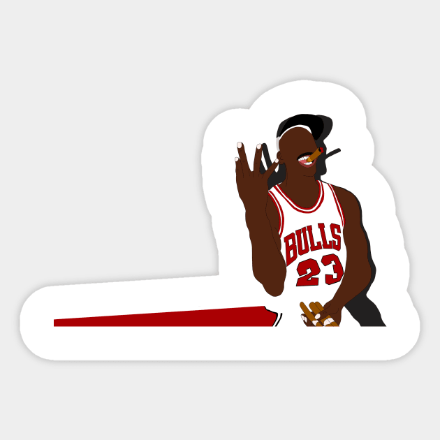 Michael Jordan Three-Peat Design Sticker by GOATee Apparel